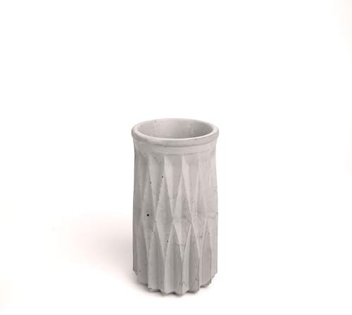 Handworkz | Lope - Vase aus Beton | wasserdicht | für frische Blumen oder Trockenblumen nutzbar | dekorativ & hochwertig | Handarbeit - Made in Germany (Grau)