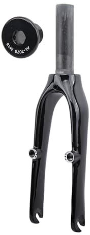 Falträder Starre Gabeln 14 Zoll 412 BMX-Vordergabel 1-1/8 Gerades Rohr Hartgabel 9 * 74mm Schnellspanner Fahrradgabel Aus Vollcarbon V-Bremse(Gloss Black A)