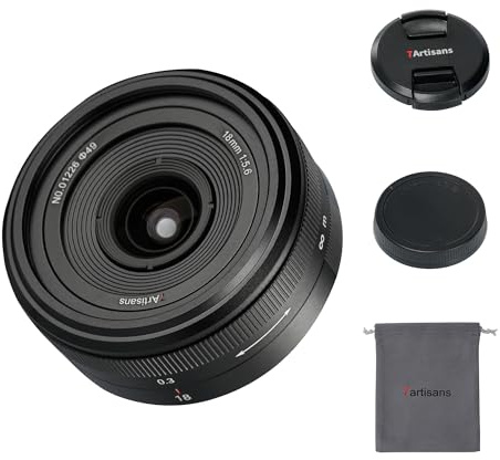 7artisans 18 mm f5.6 helformatobjektiv med manuell fokusering, ultratunn, kompatibel med spegellös Sony E-kamera FX A1 A9 A7M A7R A7S A7C ZVE-serien FX3, A9II, A7M2, A7S2