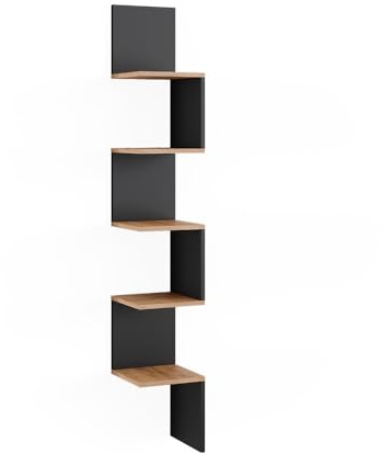 Vicco Eckregal Paolo, Anthrazit, 28 x 175.4 cm | mit 5 Fächern, zur Aufbewahrung von Büchern und Dekoration montierbar