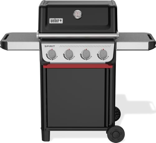 Weber Spirit E-410 barbecue a gas, 4 bruciatori, 51 x 46 cm superficie di cottura, griglia di mantenimento, termometro integrato, 2 ruote - Nero/Argento (1500888)