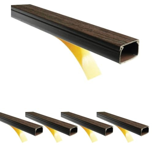 Canalina legno scuro passacavi fili elettrici muro adesiva 16x16 mm 2 metri kit da 10 pezzi 20 metri