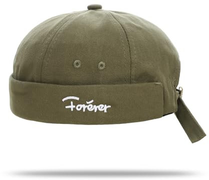 YAMEE Docker keps herr vintage broderad, sjömansmössa dam trendig gatumode, beanie mössa unisex justerbar, sjömansmössa herr avslappnad, harbour hatt, bikerhatt (kepsens omkrets: 56–58 cm), Armégrön,