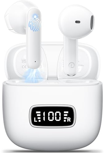 kauguo Wireless Earbuds Bluetooth 5.4,Long Battery Life Lightweight Earphones,Comfortable Fit Wireless Headphones For Small Ears,IPX6 Waterproof Earbuds For Running Gym Work Travel Music Calls