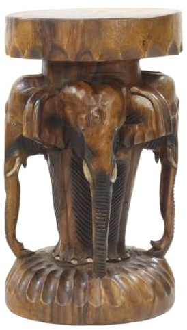 Oriental Galerie Blumenhocker Elefant Rundhocker Holzhocker Elefantenhocker Hocker Akazie Holz Braun ca. 50 cm hoch 30 cm Durchmesser