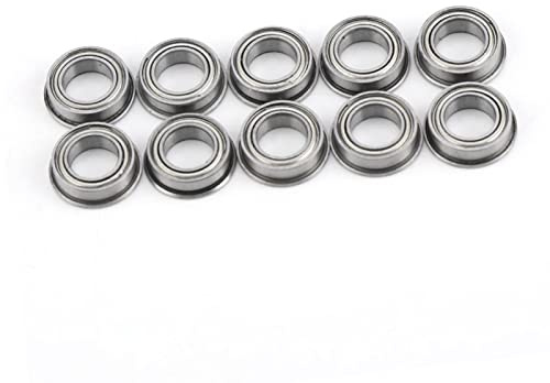 Cuscinetti a sfera flangiata 10 pack 106zz, 6 x 10 x 3 mm Cuscinetti in flangia in acciaio cromata in metallo cromato per carriola per carri
