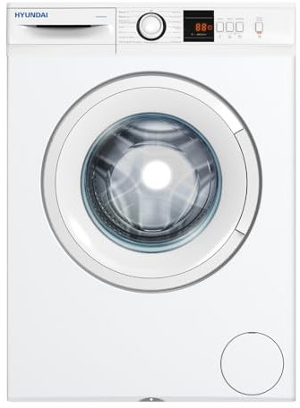 Hyundai Lavadora 8 Kg Carga Frontal Blanco HL8200DD. 2100W, 1200rpm, 15 Programas, Clase de Eficiencia Energética D
