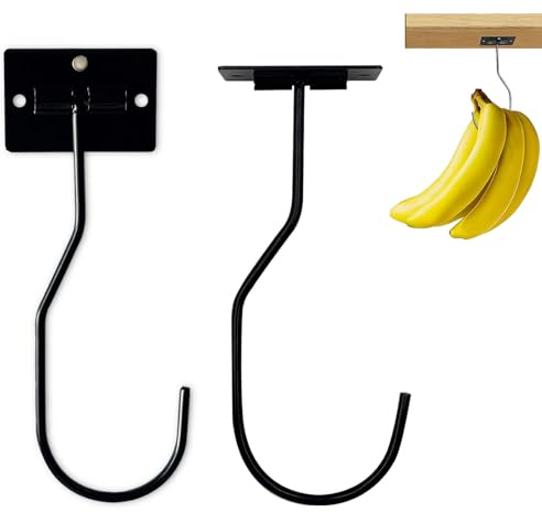 ZNFDOS JCUQGDOO Folding Banana Hanger Hook Adhesive, Adhesive Banana Holder Under Cabinet Hook for Bananas Or Other Kitchen Items, Keep Bananas Fresh