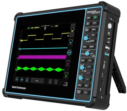 ZKLGS Osciloscopio Digital Nuevo Osciloscopio Digital for Tableta Inteligente, 4 Canales, 1G Sa/S, frecuencia de muestreo, Pantalla táctil de 8 Pulgadas, Ancho de Banda de 100 MHz,(with Bag)