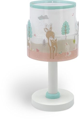 Dalber Kinder Tischlampe Nachttischlampe Nachtlicht Loving Deer Reh, 61271N, G4-4W LED - Glühbirne enthalten, Rosa
