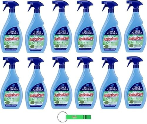 12x Felce Azzurra Anti-Kalk-Badreiniger,Detergente Bagno Anticalcare,Antikalk Kalklöser,750ml + Beni Culinari Kostenloser Schlüsselanhänger