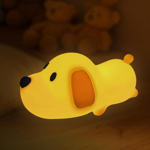 Dog Night Light, Silicone Touch Night Light Squishy Animal Lamp Bedroom Nightlight Dimmable Baby Nightlights Kids Bedside Lamps Portable Bedroom Decoration Room Accessories for Children and Toddlers