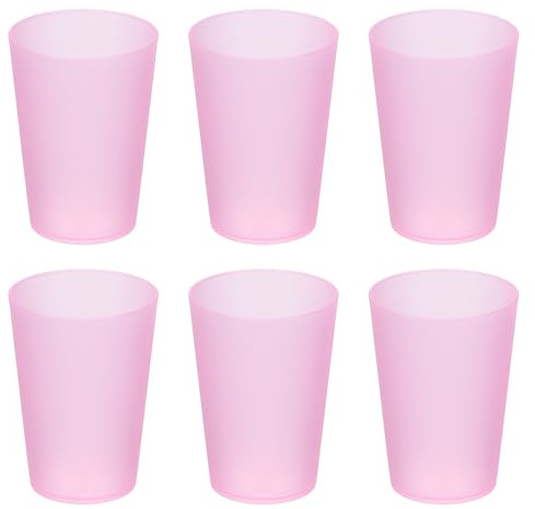 sourcing map 6 Pcs Plastic Tumblers, 11.8oz Reusable Drinking Glasses Unbreakable Water Tumblers for Home Office Outdoors Restaurant Water, Coffee, Milk, Juice, Tea, Clear Pink