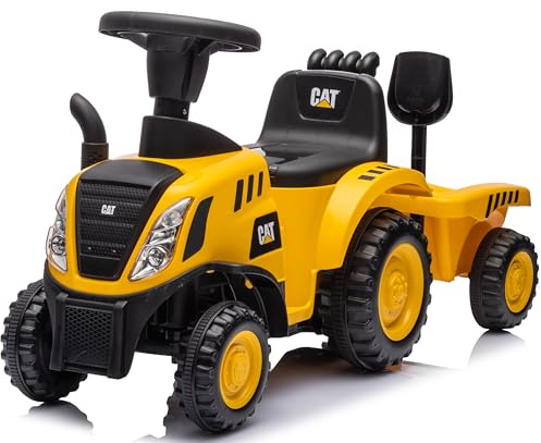 Kinder Rutschauto Rutschfahrzeug New Holland Traktor mit Anhänger Rutscherfahrzeug Kinderauto Kinderfahrzeug Laufhilfe mit Hupe Kunststoff (Gelb-Schwarz) | Schiebefahrzeug, Traktor, Gehhilfe mit Horn, Kunststoff