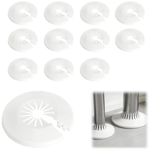 12 Stück Heizungsrohr Rosette, Universal 14-29 mm Heizungsrohr Abdeckung, Weiß Rosetten für HeizköRperrohre, Heizkörper Abdeckung, Rohrabdeckung für Heizungsrohre Wasserrohre Gasrohre Wand und Boden
