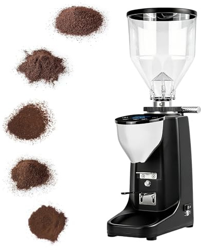 XEEAOFE Moulin à Café Domestique avec Meule Plate de 60mm, Moulin à Meules Électrique Doté de 19 Réglages de Mouture, Grande Trémie et Support Intégré pour Machines à Expresso Black