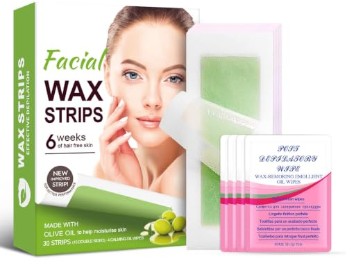 Kaltwachsstreifen Gesicht 30er Wax Strips für Oberlippenbart Haarentfernung