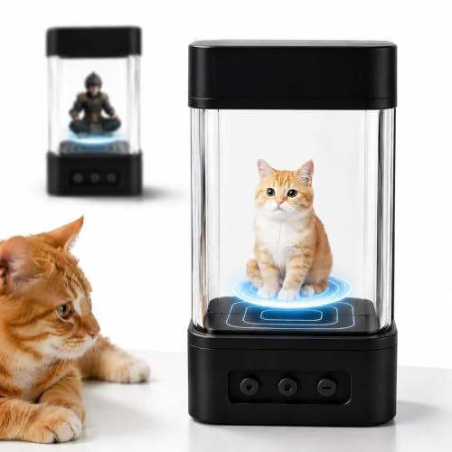AI Hologram Robot, 3D Projection Display, Smart Desktop Gadget | Desktop Interactive Gadget, WiFi Voice Control, Rechargeable ABS Body, Animated Avatars, Ideal For Office Desk Home