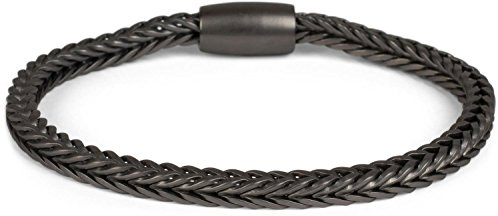 styleBREAKER Braccialetto Intrecciato con Chiusura Magnetica, a Catena, Gioiello, Unisex 05040132, Colore:Antracite