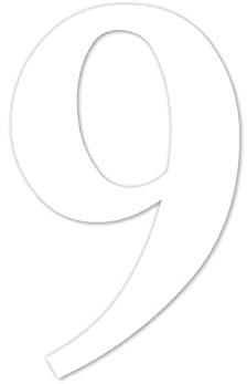 iSecur Chiffre 9 autocollant blanc 10 cm - kfz4639 | Numéro maison résistant aux intempéries pour extérieur boîte aux lettres et porte