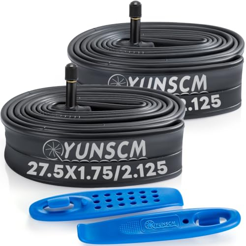 YunSCM 2er-Pack 47/57-584 27.5 Zoll Schlauch 27.5x1.75 27.5x1.90 27.5x1.95 27.5x2.10 27.5x2.125 AV32mm Ventil kompatibel 27.5 Zoll Fahrradschlauch/Mountainbike Schlauch 27.5x1.75/1.95/2.125