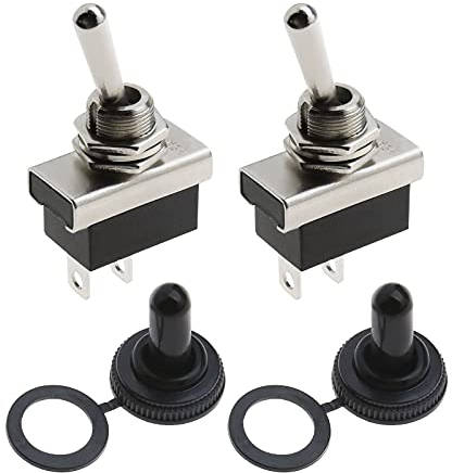 2 interruptores de palanca SPST 2 pines de terminales 12 V DC 25 A interruptor basculante con cubierta impermeable de tapa de maletero para automoción eléctrica