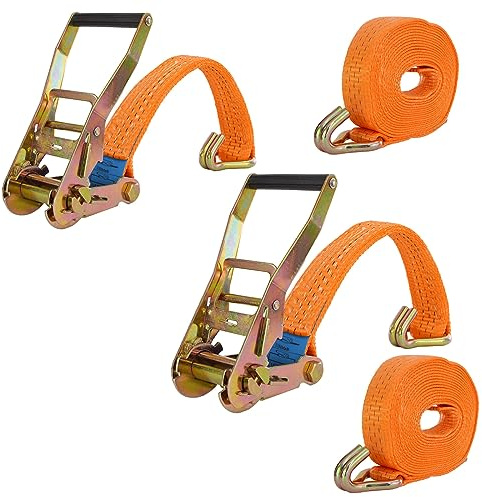 TRUTZHOLM 2X Spanngurt mit Ratsche Zurrgurt 6m 3000kg 3to 2-TLG. 35mm TÜV/GS orange