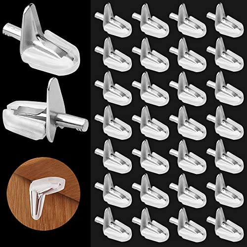 TONAUP 30 Stück Regalträger Bodenträger, 3mm Glas-Bodenträger Kunststoff mit Stahlstift, L-Förmige Clips Unsichtbar Regalhalterung für Schrank Bücherregal Möbel