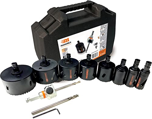 Mandrex | Lochsägen Set MHSD1002C EasyXcut 12-teilig Bi-Metall mit & 45 mm Schnitttiefe für Stahl, Holz & PVC | Ø 25-86 mm
