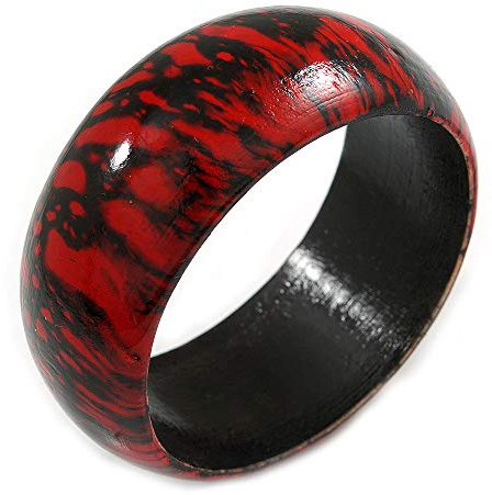 Avalaya Rödsvart träarmband - medium - upp till 18 cm L, Trä