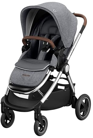 Maxi-Cosi Adorra 2 Luxe Baby Stroller, Stroller pushchair for toddlers from Birth to 22 kg, 0 - 4 Years, Lie-flat position, Air Flow Regulation, Shock Absorbing wheels, Big pram hood, Twillic grey