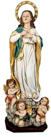 DRW Figura Virgen Inmaculada Resina Pintada a Mano 22 cm