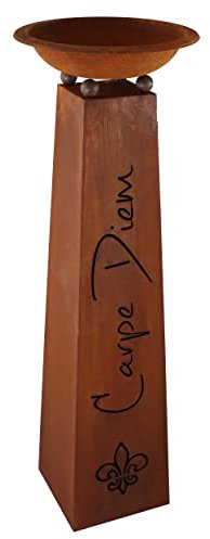 Rostikal Pflanzsäule mit Schale 122 cm, Rost Deko Für Garten, Dekosäule Outdoor, Langlebig Blumenschale Ø 36 cm, Carpe Diem, Gartendeko Für Draußen Wetterfest