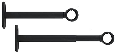 2 ausziehbare und verstellbare Wandhalterungen für Gardinenstange, ø 20 mm, Länge 15-19,5 cm, schwarze Farbe, (1 Satz mit 2 Stangenhalterungen)