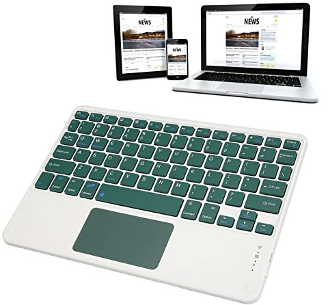 ciciglow Tastiera Bluetooth Wireless con Touchpad, 78 Tasti Tastiera Silenziosa Ultra Sottile Portatile per Smartphone Tablet Laptop (Verde Scuro)