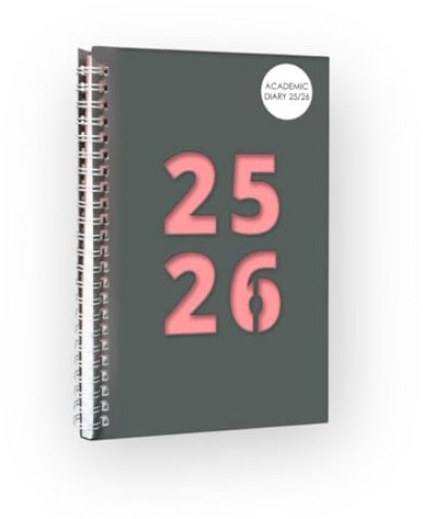2025-2026 Academic Diary Wiro A5 Size Week to View Spiral Cover Diaries Mid Year Die Cut Cover Planner (Pink)