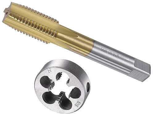 CoCud Gewindebohrer und Matrize Set M16 x 2 Gewinde Metrisch Ti-beschichtet | 1Set, Maschinenschraube Gewindebohrer und Rund Matrize, Schnellarbeitsstahl, Für Gewindeschneiden Reparieren