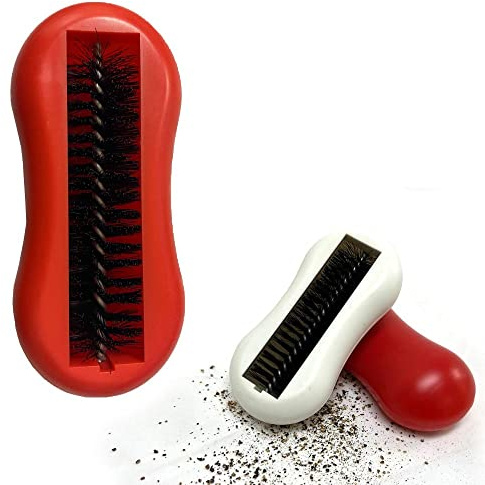 Table Crumb Sweeper 1 Pack White or Red 5.5 X 2.75 Inches Cleanning Brush Reusable Handheld Crumb Sweeper Nutshell Soft Bristles Debris Collector for Table Mat Bed Cleaner Rolling Portable Vacuum
