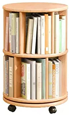Libreria con rotelle in legno di gomma Scaffale girevole a 360° con ruote con ruote Portaoggetti da pavimento Portaoggetti Porta libri per l'arredamento dell'ufficio domestico
