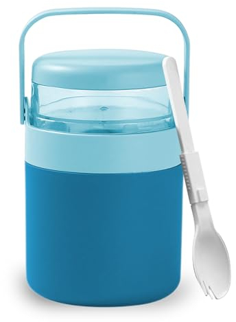 Mengger Muesli - Bol para llevar con cuchara, diseño de cereales con tapas