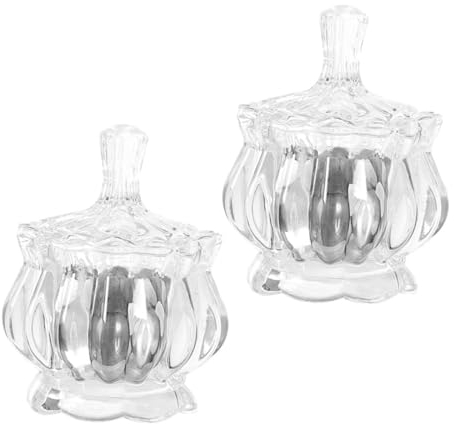 CALLARON 2pcs Glass Candy Jars Lids for Wedding Dessert Table Creative Storage Jars for Kitchen Bathroom Office Use