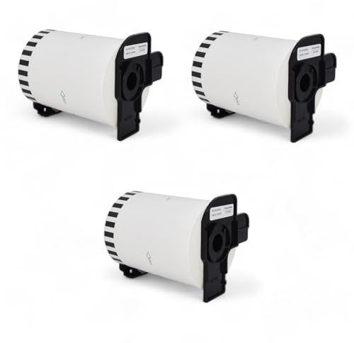 3 Rollen DK-22243 Endlos-Etiketten (102mm x 30,48m pro Rolle) Schwarz auf Weiß, Kompatibel mit Brother QL-Druckern, Thermopapier für klare Versandlabels, Adressetiketten, Bilder und Barcodes