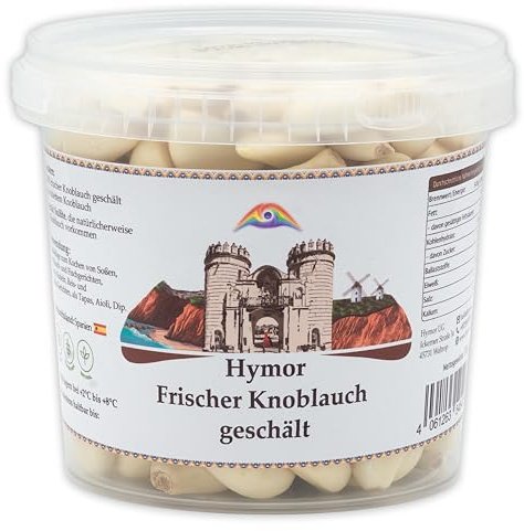 Hymor frischer Knoblauch geschält - 3x 1kg - geschälter Knoblauch aus Spanien, Ajo Morado aus Las Pedroñeras, sofort gebrauchsfertige spanische Knoblauch-Zehen, vielseitiges Würzmittel