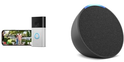 Nouvelle Ring sonnette vidéo sans fil (Battery Video Doorbell) + Echo Pop | Installation facile (5 min) par soi-même | Essai Ring Home gratuit 30 j.