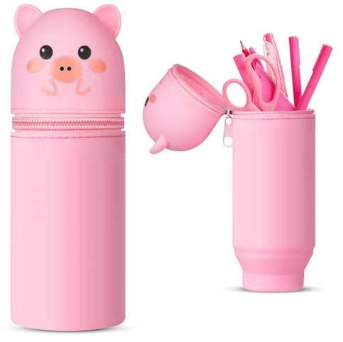 Vicloon Silikon Federmäppchen, Federtasche aus Weichem Silikon Federmappe, Teleskopisch Mäppchen Tiere Stifthalter, Pencil Case Schlampermäppchen Mädchen Junge Stiftemappe Wasserdichtes Silikontasche