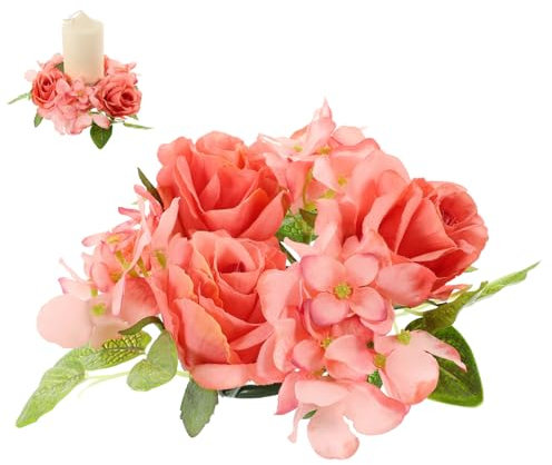 PRETYZOOM Künstlicher Blumen-kerzenkranz Heimdekoration für Hochzeit Geburtstag Valentinstag Hortensie Realistisch Langlebig 1 Stück