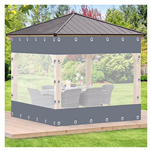 RLINZ Toldo Transparente Cortinas Impermeables 0.3mm Panel Lateral de La Tienda Resistente Al Viento A Prueba de Lluvia para Garaje, Porche (Gray,27.88x9.84ft/8.5x3m)