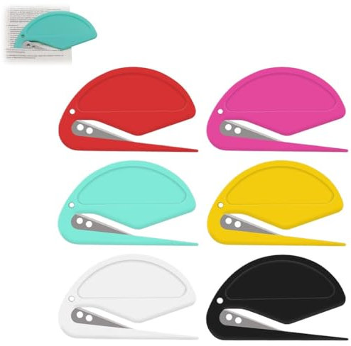 ZEPIQOR Brieföffner, 6 Stück Folienschneider, Folienmesser Letter Opener Schwarz und Weiß Paketöffner Paketöffner Mini mit Metallklinge für Verpacken Post Auspacken Papierschneiden