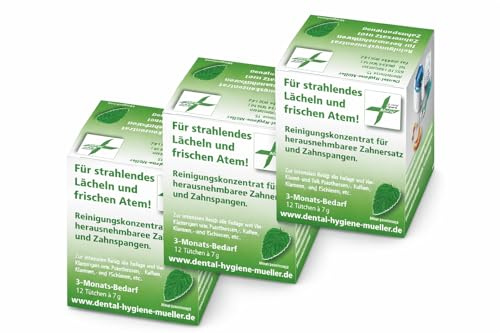 3 Stück Reinigungskonzentrat für Ultraschall Dentalreiniger, 3-Monats-Bedarf, 12 Tücher