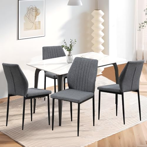 BRTHORY Esszimmerstühle 4er Set Gepolsterter Küchenstuhl mit Rückenlehne Polsterstühle künstlicher Stoff Dining Chair Küchenstuhl Moderne Sessel für Esszimmer, Wohnzimmerstühle